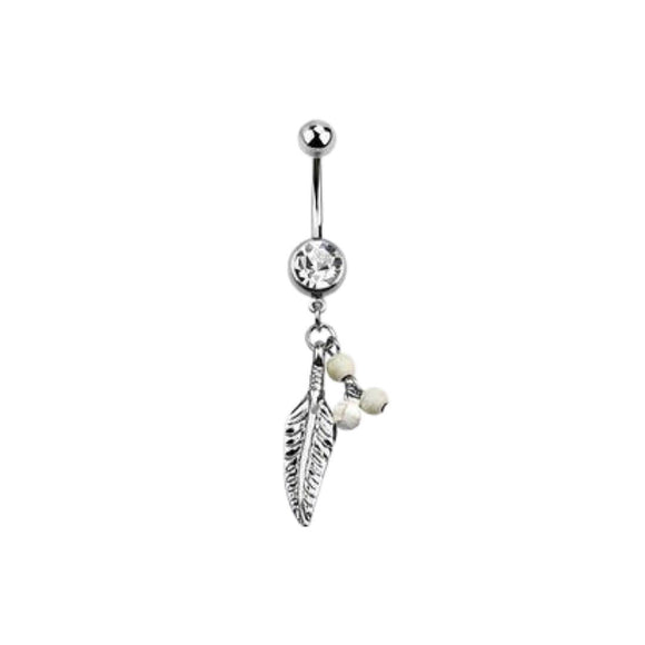 Feather & Ball Navel/Belly Bar (Surgical Steel)